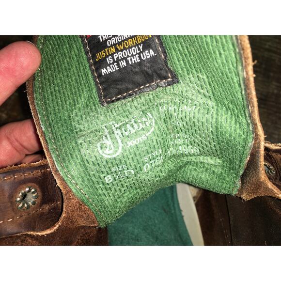 Justin Conductor 8" Western Work Boots Brown Mens 8.5 D 706 Keltie Leather USA - Picture 10 of 16